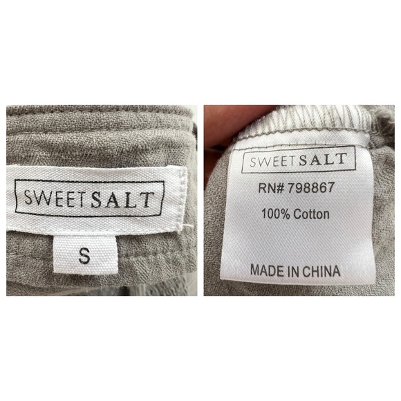 Sweet Salt Womens Small Smocked Tie Strap Wide Leg Jumpsuit Gray Clean Girl - Picture 12 of 14